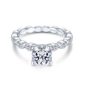 Gabriel Victorian Collection White Gold Straight Engagement Ring (0.27 CTW)