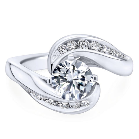Gabriel Bridal Collection White Gold Diamond Channel Bypass Engagement Ring (0.55 ctw)