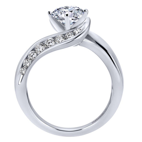 Gabriel Bridal Collection White Gold Diamond Channel Bypass Engagement Ring (0.55 ctw)