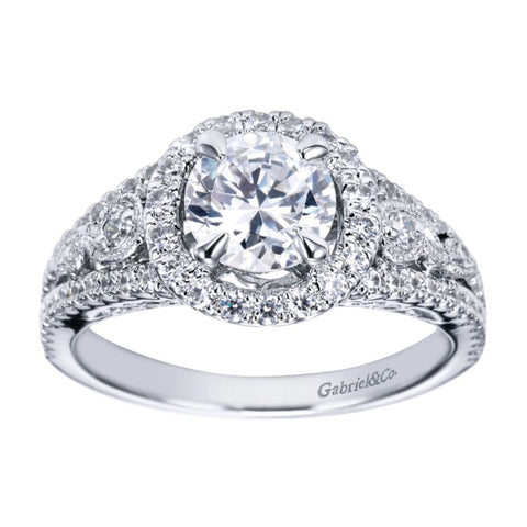 Gabriel Bridal Collection White Gold Halo Engagement Ring (0.48 ctw)