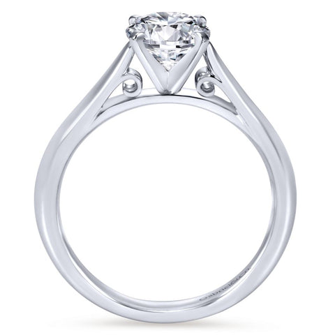 Gabriel Bridal Collection White Gold Solitaire Four Prong Engagement Ring with Cathedral Setting