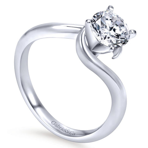 Gabriel Bridal Collection White Gold Round Bypass Engagement Ring