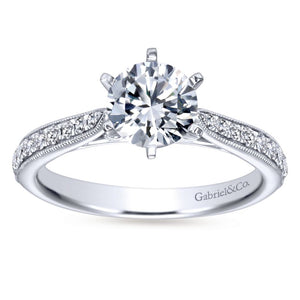 Gabriel Bridal Collection White Gold Diamond Straight Channel and Milgrain Engagement Ring (0.25 ctw)
