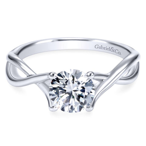 Gabriel Bridal Collection White Gold Polished Criss Cross Engagement Ring
