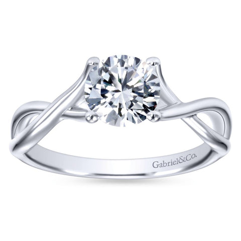 Gabriel Bridal Collection White Gold Polished Criss Cross Engagement Ring
