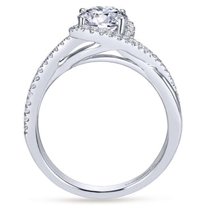 Gabriel Bridal Collection White Gold Diamond Diamond Accent Criss Cross Engagement Ring with Halo (0.24 ctw)