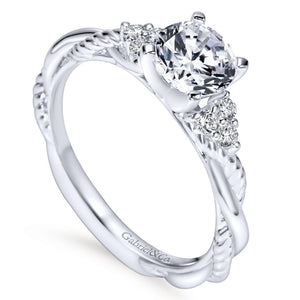 Gabriel Bridal Collection White Gold Diamond Criss Cross Riata Engagement Ring (0.13 ctw)
