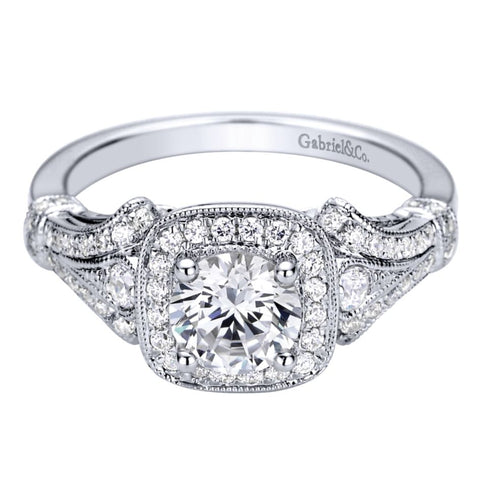 Gabriel Bridal Collection White Gold Halo Engagement Ring (0.34 ctw)
