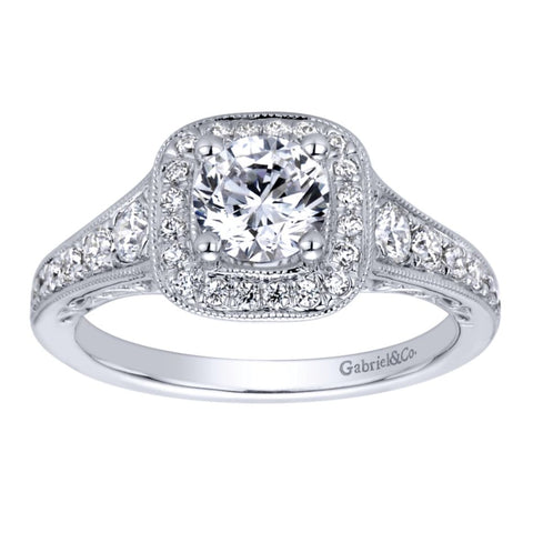 Gabriel Bridal Collection White Gold Halo Engagement Ring (0.47 ctw)
