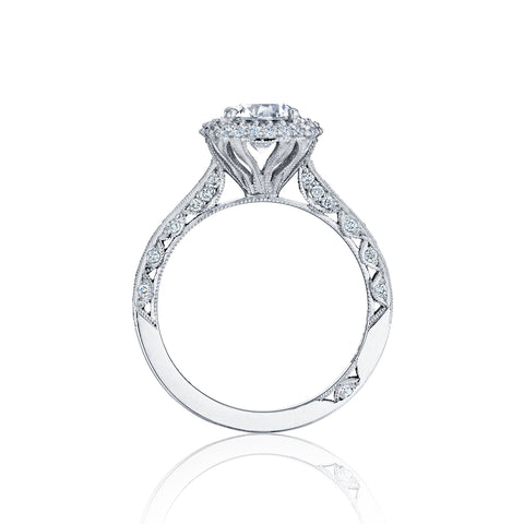 Tacori 18k White Gold  Blooming Beauties White Gold Round Diamond Engagement Ring (0.61 CTW)
