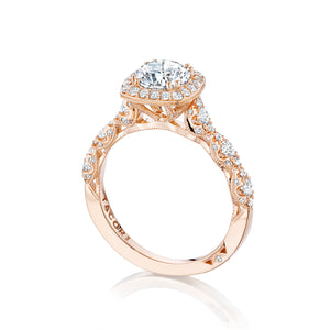 Tacori 18k Pink Gold Petite Crescent Round Diamond Engagement Ring (0.55 CTW)