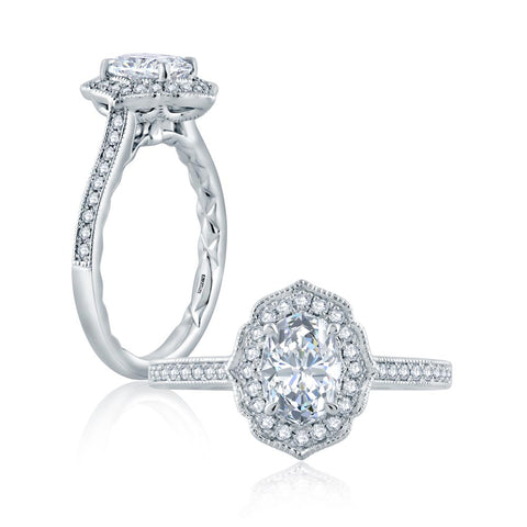 A.JAFFE Seasons of Love Oval Diamond Diamond Engagement Ring (0.20 ctw)