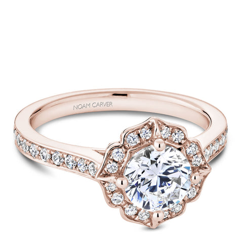 Noam Carver Rose Gold Diamond Engagement Ring with Floral Halo (0.36 CTW)