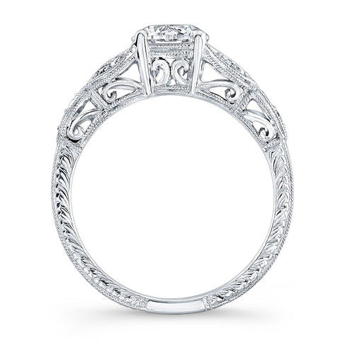Jolie Designs Round Diamond Vintage Engagement Ring (0.12 CTW)