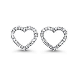 14K White Gold Heart Shaped Diamond Earrings