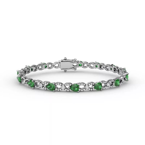 Fana Emerald and Diamond Pear Shape Bracelet