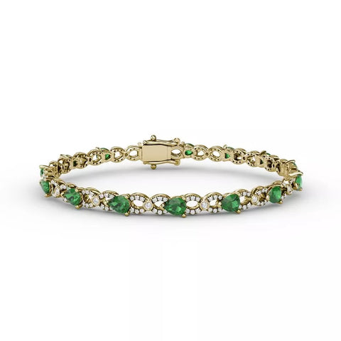 Fana Emerald and Diamond Pear Shape Bracelet