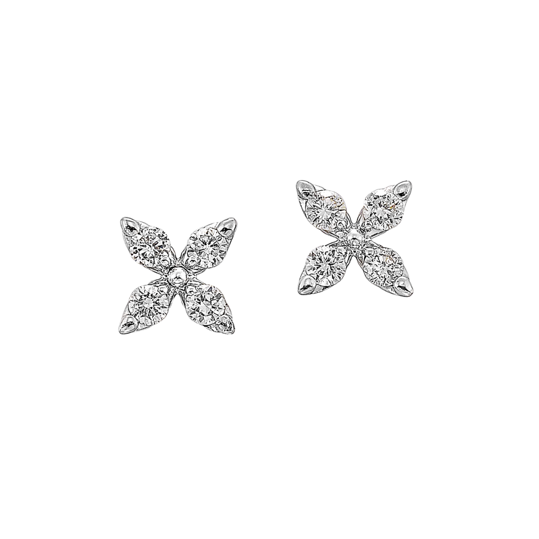 Diamond Flower Stud Earrings