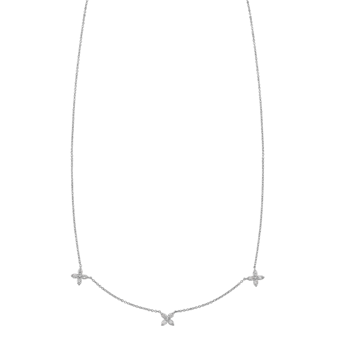 Three Flower Diamond Necklace