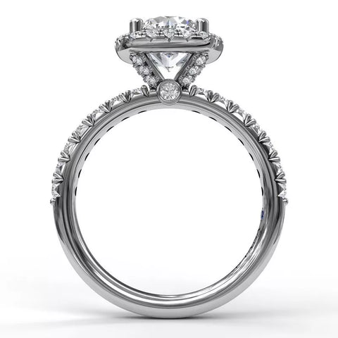 FANA Classic Diamond Halo Engagement Ring with a Gorgeous Side Profile