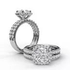FANA Classic Diamond Halo Engagement Ring with a Gorgeous Side Profile