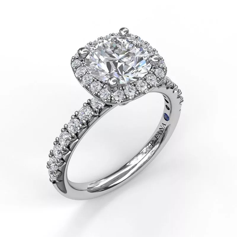 FANA Classic Diamond Halo Engagement Ring with a Gorgeous Side Profile
