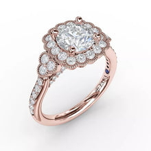 Load image into Gallery viewer, FANA Floral Halo With Diamond Accents Engagement Ring