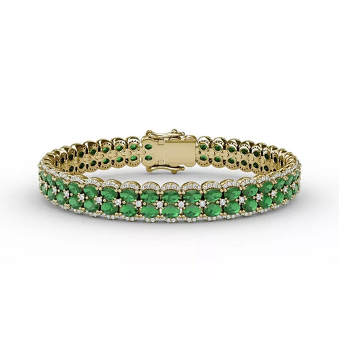 Fana Double Oval Emerald and Diamond Bracelet
