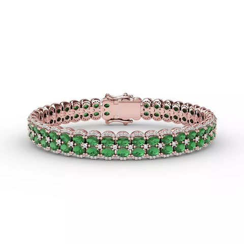 Fana Double Oval Emerald and Diamond Bracelet