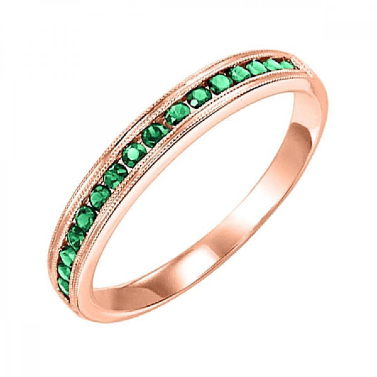 Gold Stackable Channel Set Emerald Band