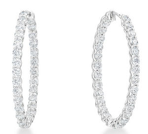 A. Link 8.56CTW U-Prong Inside/Out Diamond 18K White Gold Hoops