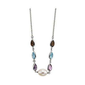 Pearl and Gemstone Necklace in Sterling Silver