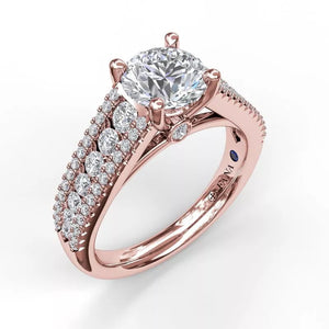 FANA Tapered Shared Prong Engagement Ring Rose
