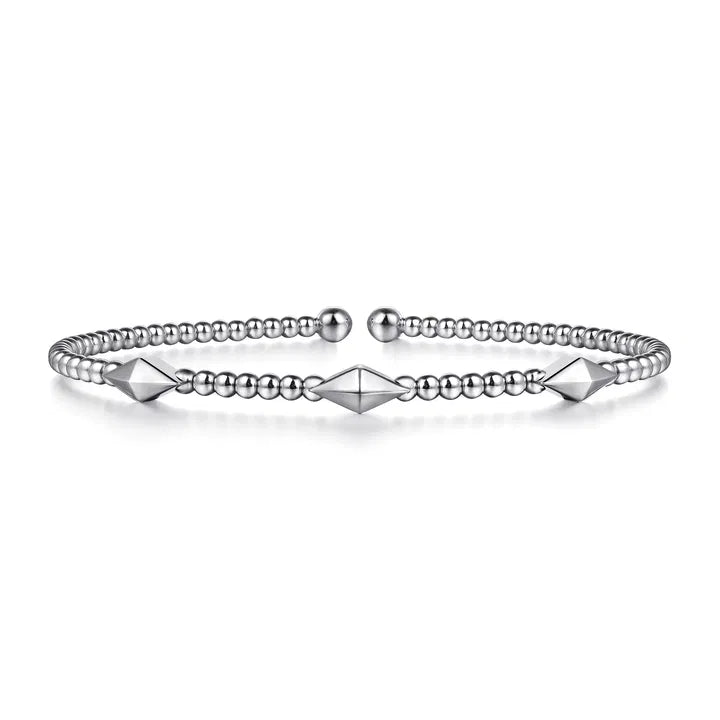 Gabriel & Co. 14K White Gold Bujukan Pyramid Stations Bangle