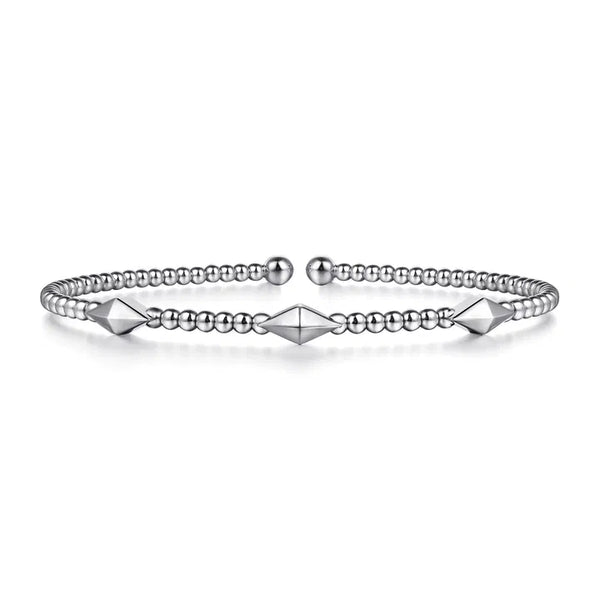 Gabriel & Co. 14K White Gold Bujukan Pyramid Stations Bangle