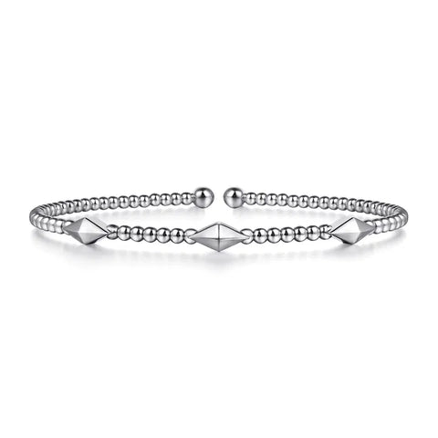 Gabriel & Co. 14K White Gold Bujukan Pyramid Stations Bangle