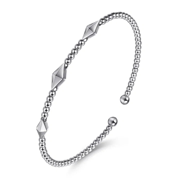 Gabriel & Co. 14K White Gold Bujukan Pyramid Stations Bangle