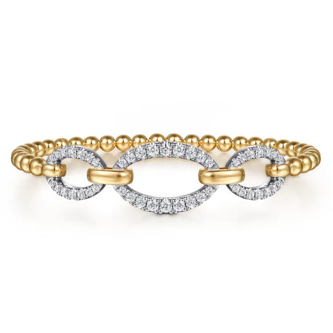 Gabriel & Co. 14K White Yellow Gold Bujukan Diamond Link Split Bangle Bracelet