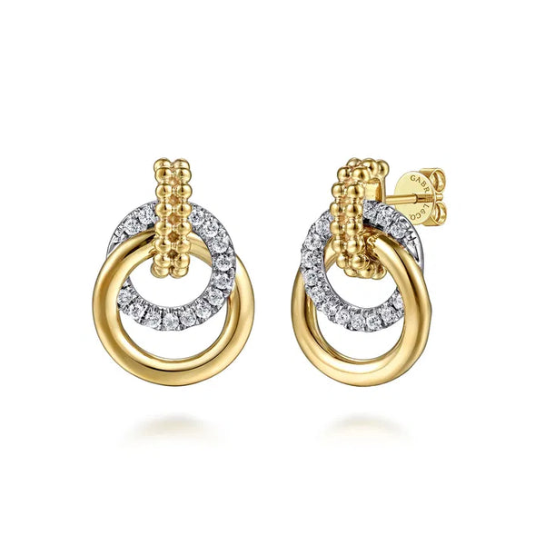 Gabriel & Co. 14K White Yellow Gold Bujukan Diamond Stud Earrings