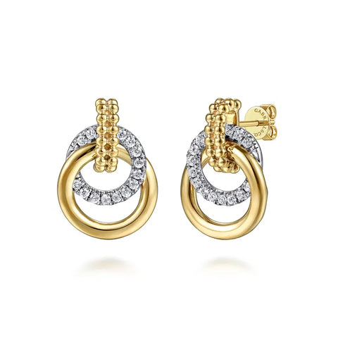 Gabriel & Co. 14K White Yellow Gold Bujukan Diamond Stud Earrings