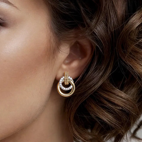 Gabriel & Co. 14K White Yellow Gold Bujukan Diamond Stud Earrings