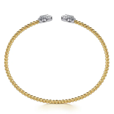 Gabriel & Co. 14K White and Yellow Gold Diamond Pear Shape Bujukan Bangle
