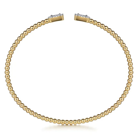 Gabriel & Co. 14K Yellow Gold Bujukan Open Cuff Bracelet with Diamond Baguettes