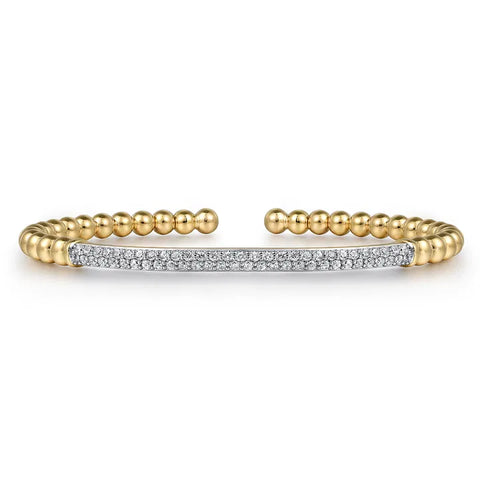 Gabriel & Co. 14K Yellow Gold DiamondPave Bar Bujukan Split Bangle