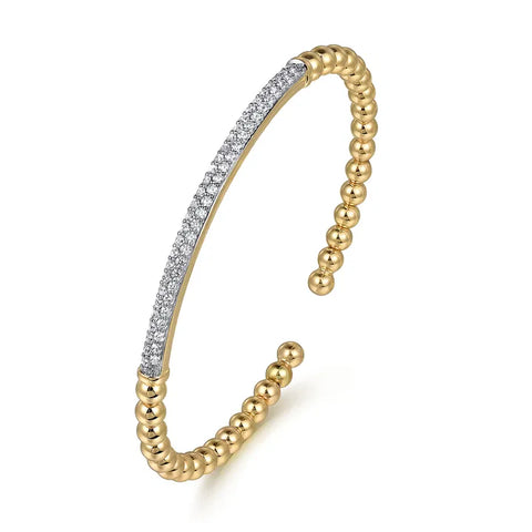 Gabriel & Co. 14K Yellow Gold DiamondPave Bar Bujukan Split Bangle