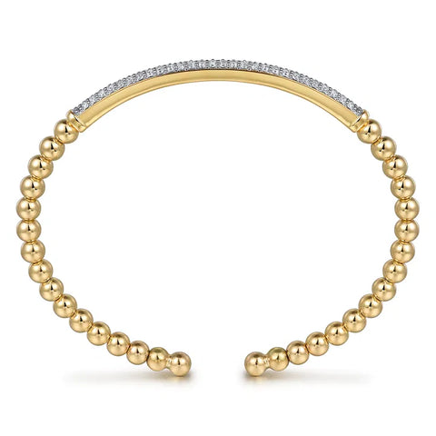 Gabriel & Co. 14K Yellow Gold DiamondPave Bar Bujukan Split Bangle