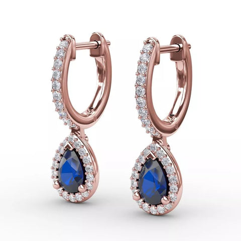 FANA 14K Gold Diamond & Sapphire Petite Teardrop Hoop Earrings