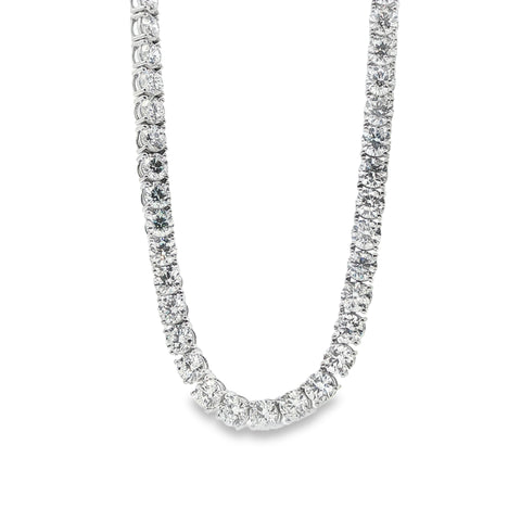30.00ctw Lab-Grown 4-Prong Straight Line Necklace 14KW