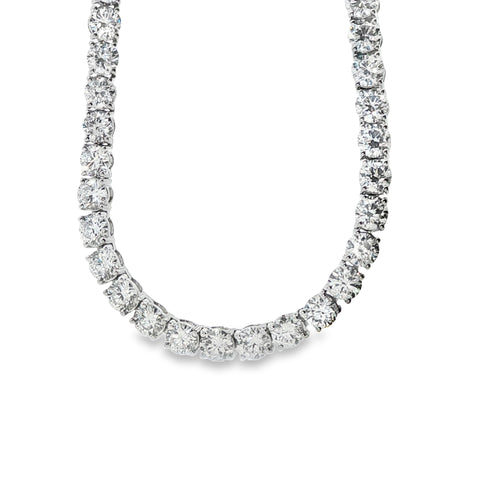 15.00ctw Lab-Grown 4-Prong Straight Line Necklace 14KW