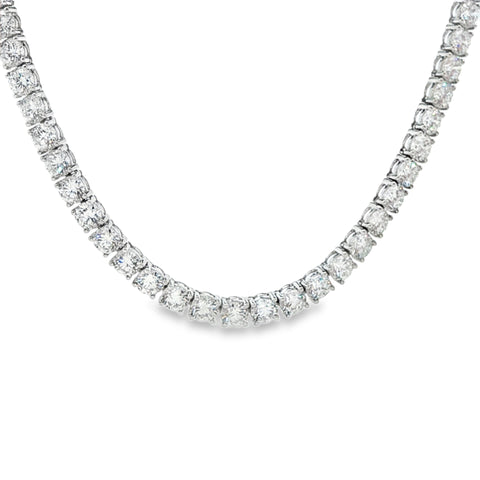 20.00ctw Lab-Grown 4-Prong Straight Line Necklace 14KW